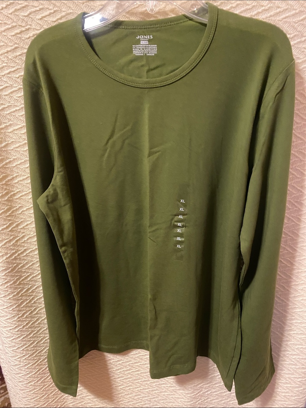 Jones New York Olive Green Long Sleeve Crewneck Tee